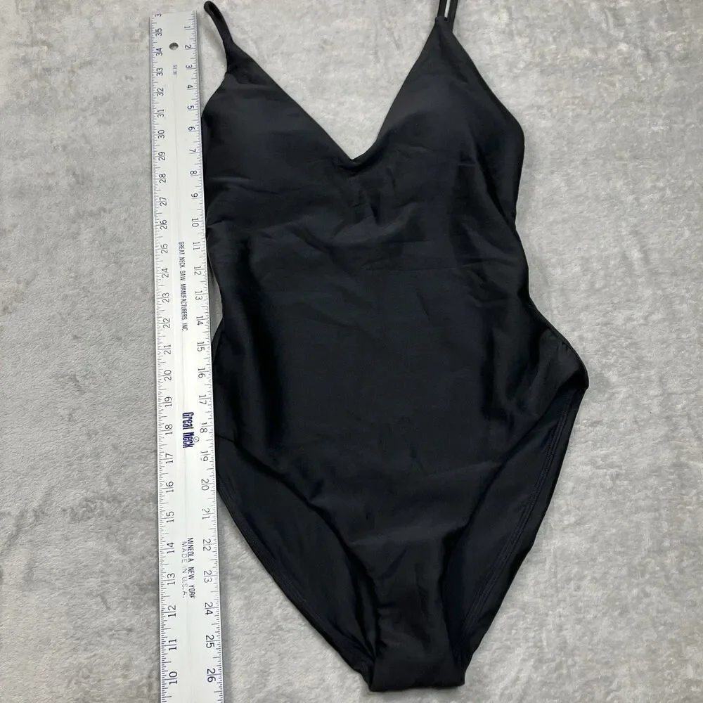 J Crew Lana Classic Sculpt One-Piece Womens 10 Black Luxe Minimalist Chic CI367